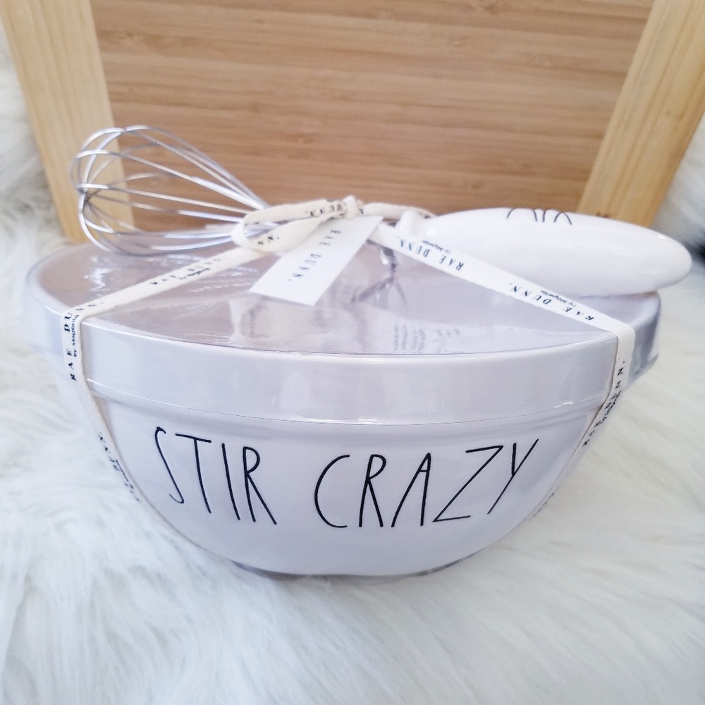 New Rae Dunn STIR CRAZY Bowl & MIX Whisk Set